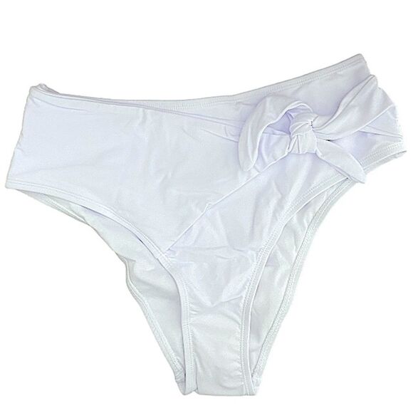 Bikini Bottoms New High Waist Swimsuit Tie Knot Front Women’s Size Medium - Picture 2 of 5